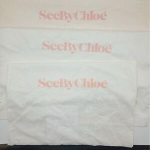 Bundle of 3 SEE BY CHLOÉ White Cotton Dustbags Sizes: 17.5” x 17” & 20.5” x 21”